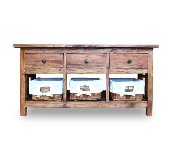 Buffet - Bahut - Meuble De Rangement Bois De Récupération Massif 100x30x50 Cm