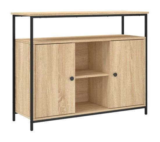 Buffet - Bahut - Meuble De Rangement Chêne Sonoma 100x35x80 Cm Bois D'ingénierie