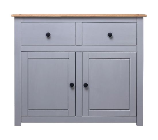 Buffet - Bahut - Meuble De Rangement Gris 93x40x80 Cm Pin Solide Assortiment Panama