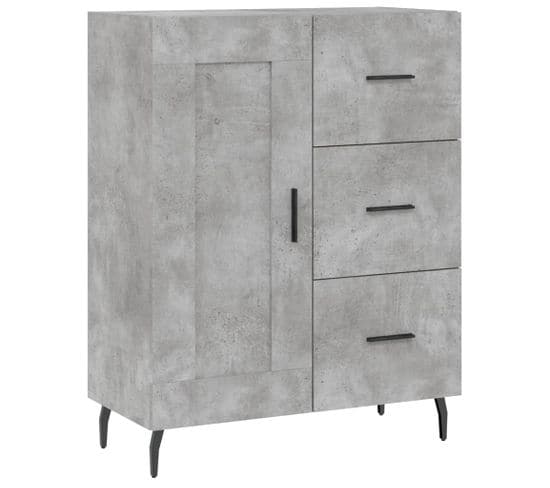 Buffet - Bahut - Meuble De Rangement Gris Béton 69,5x34x90 Cm Bois D'ingénierie