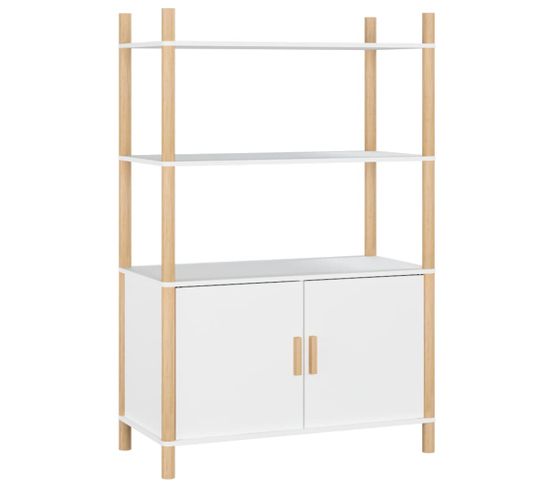 Etagère - Bibliothèque - Meuble De Rangement 2 Portes Blanc 80x40x121 Cm Bois D'ingénierie