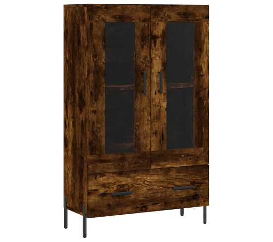 Buffet Haut - Bahut - Meuble De Rangement Chêne Fumé 69,5x31x115 Cm Bois D'ingénierie