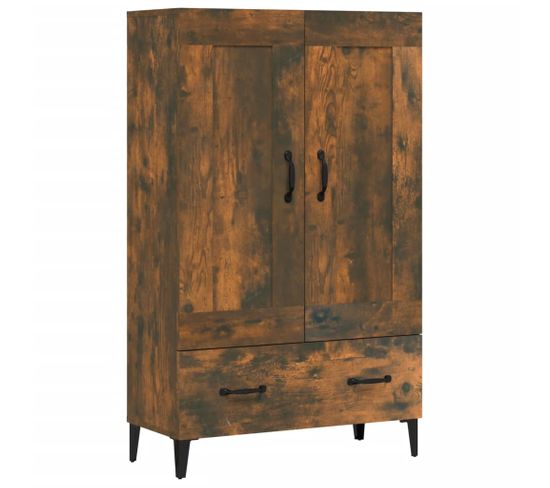 Buffet Haut - Bahut - Meuble De Rangement Chêne Fumé 70x31x115 Cm Bois D'ingénierie