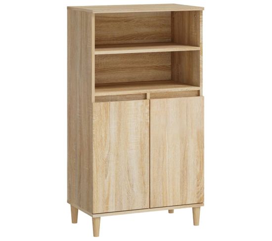 Buffet Haut - Bahut - Meuble De Rangement Chêne Sonoma 60x36x110 Cm Bois D'ingénierie