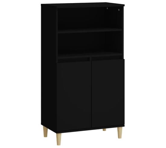 Buffet Haut - Bahut - Meuble De Rangement Noir 60x36x110 Cm Bois D'ingénierie