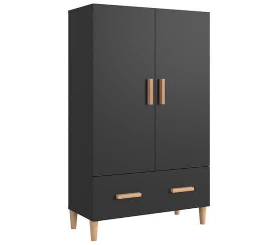 Buffet Haut - Bahut - Meuble De Rangement Noir 70x31x115 Cm Bois D'ingénierie