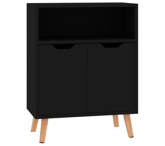 Buffet - Bahut - Meuble De Rangement Noir 60x30x72 Cm Bois D'ingénierie