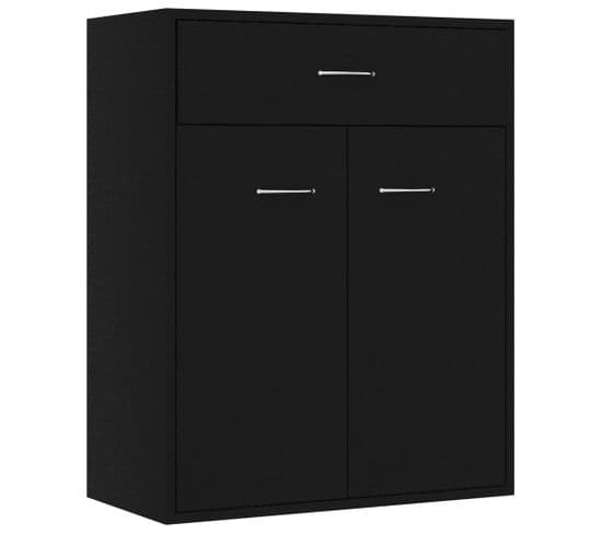 Buffet - Bahut - Meuble De Rangement Noir 60x30x75 Cm Bois D'ingénierie