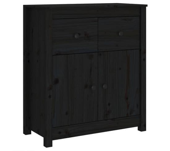 Buffet - Bahut - Meuble De Rangement Noir 70x35x80 Cm Bois Massif De Pin