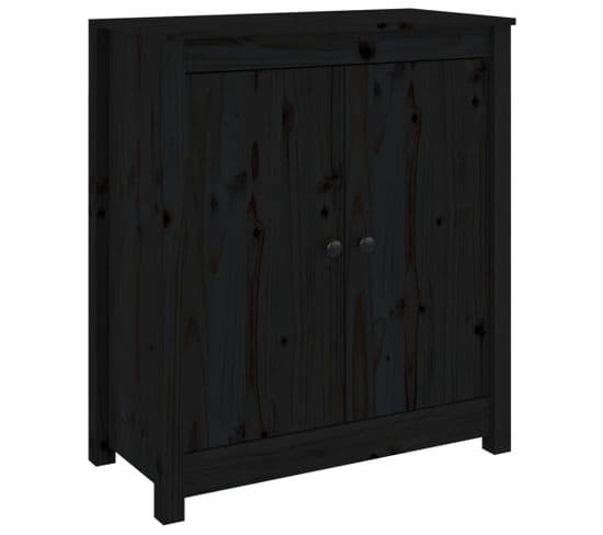 Buffet - Bahut - Meuble De Rangement Noir 70x35x80 Cm Bois Massif De Pin