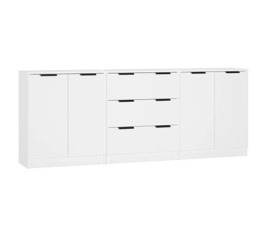 3 Pièces Buffets - Bahut - Meuble De Rangement Blanc Bois D'ingénierie