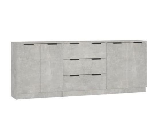 3 Pièces Buffets - Bahut - Meuble De Rangement Gris Béton Bois D'ingénierie