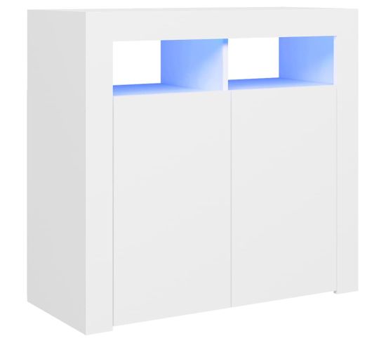 Buffet - Bahut - Meuble De Rangement Avec Lumières LED Blanc 80x35x75 Cm