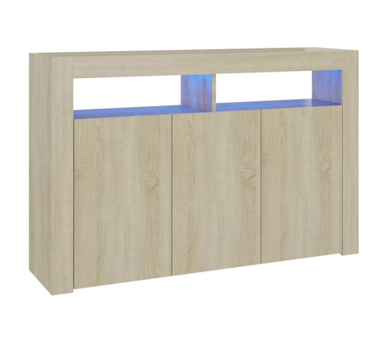 Buffet - Bahut - Meuble De Rangement Avec Lumières LED Chêne Sonoma 115,5x30x75 Cm