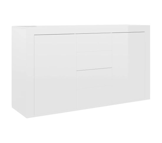 Buffet - Bahut - Meuble De Rangement Blanc Brillant 120x36x69 Cm Bois D’ingénierie