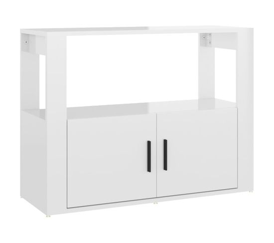 Buffet - Bahut - Meuble De Rangement Blanc Brillant 80x30x60 Cm Bois D'ingénierie