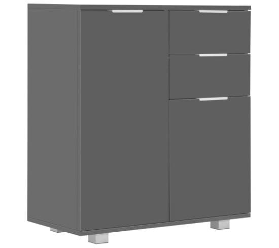 Buffet - Bahut - Meuble De Rangement Gris Brillant 71x35x80 Cm Bois D'ingénierie