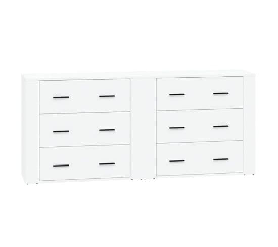 Lot De 2 Buffets - Bahut - Meuble De Rangement Blanc Bois D'ingénierie