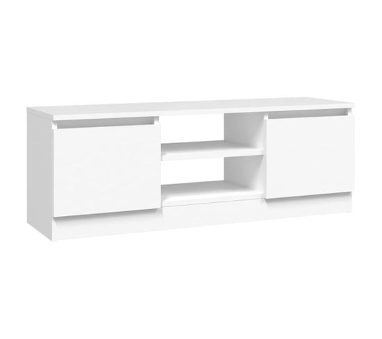 Meuble TV - Banc TV - Meuble De Rangement Pour Salon Avec Porte Blanc 102x30x36 Cm