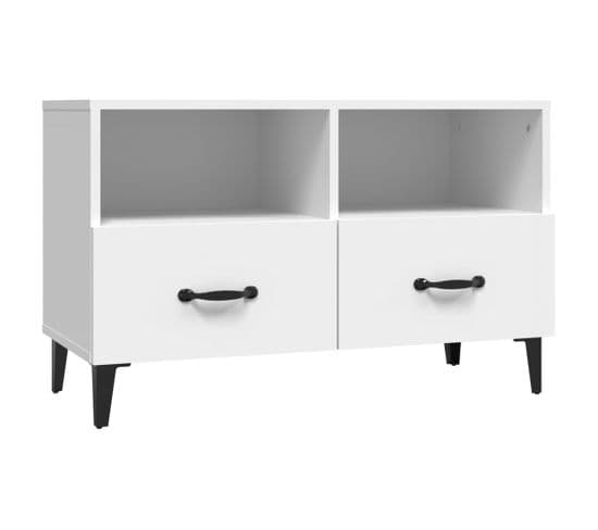 Meuble TV - Banc TV - Meuble De Rangement Pour Salon Blanc 80x36x50 Cm Bois D'ingénierie