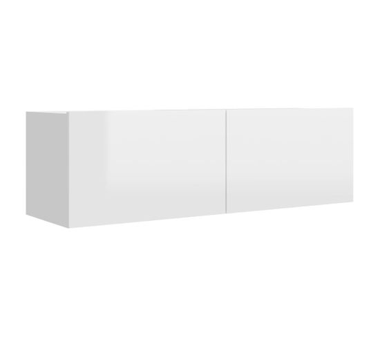 Meuble TV - Banc TV - Meuble De Rangement Pour Salon Blanc Brillant 100x30x30 Cm Bois D’ingénierie