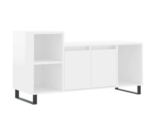 Meuble TV - Banc TV - Meuble De Rangement Pour Salon Blanc Brillant 100x35x55 Cm Bois D'ingénierie