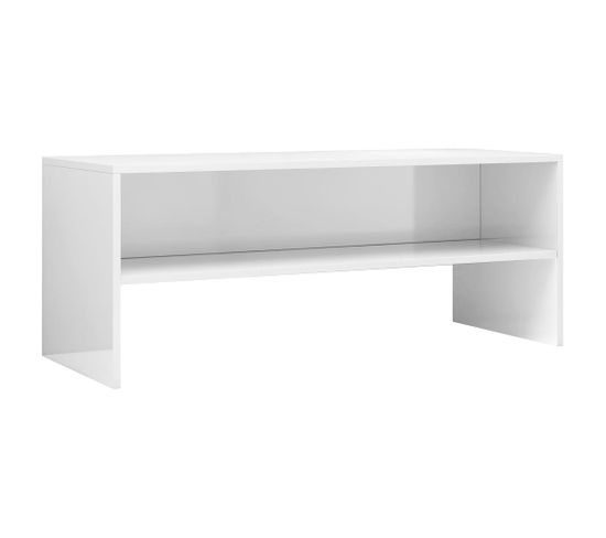 Meuble TV - Banc TV - Meuble De Rangement Pour Salon Blanc Brillant 100x40x40 Cm Bois D’ingénierie