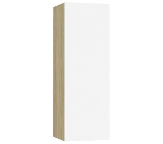 Meuble TV - Banc TV - Meuble De Rangement Blanc Et Chêne Sonoma 30,5x30x90 Cm Bois D’ingénierie