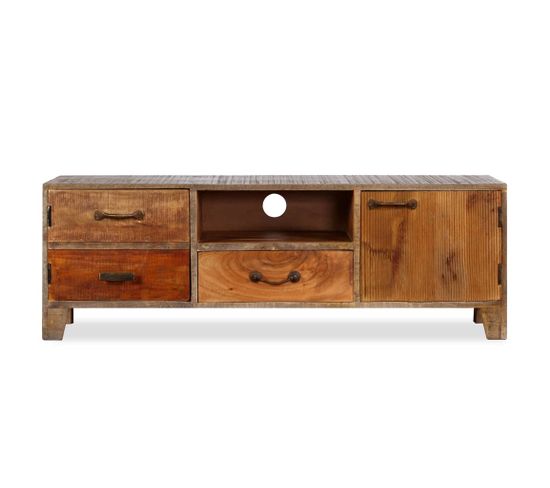 Meuble TV - Banc TV - Meuble De Rangement Pour Salon Bois Massif Vintage 118 X 30 X 40 Cm