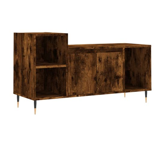 Meuble TV - Banc TV - Meuble De Rangement Pour Salon Chêne Fumé 100x35x55 Cm Bois D'ingénierie