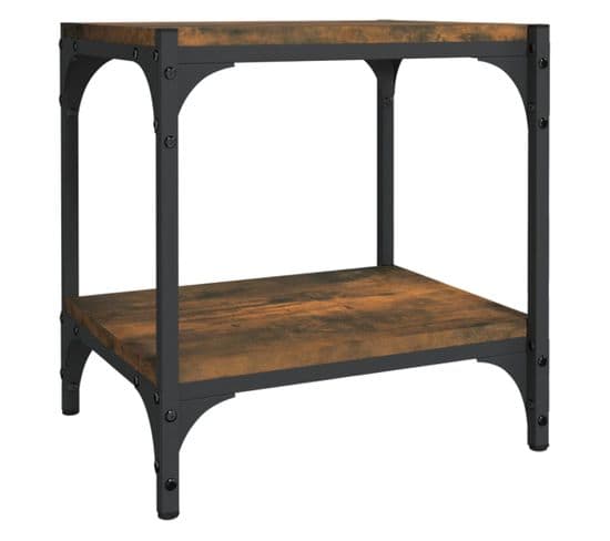 Meuble TV - Banc TV - Meuble De Rangement Chêne Fumé 40x33x41 Cm Bois D'ingénierie Et Acier