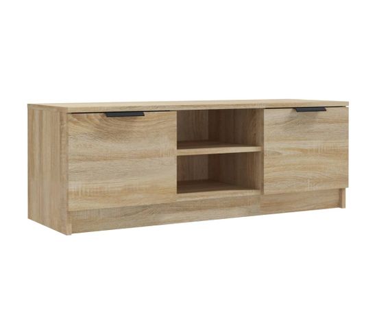 Meuble TV - Banc TV - Meuble De Rangement Pour Salon Chêne Sonoma 102x35x36,5 Cm Bois D'ingénierie