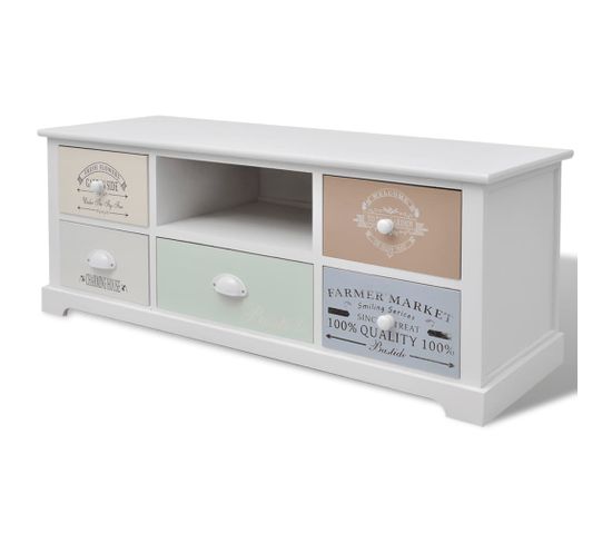 Meuble TV - Banc TV - Meuble De Rangement Pour Salon En Style Français 100 X 35 X 40 Cm Bois