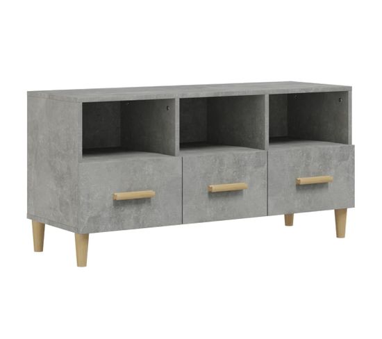 Meuble TV - Banc TV - Meuble De Rangement Pour Salon Gris Béton 102x36x50 Cm Bois D'ingénierie