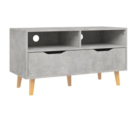 Meuble TV - Banc TV - Meuble De Rangement Pour Salon Gris Béton 90x40x48,5 Cm Bois D'ingénierie