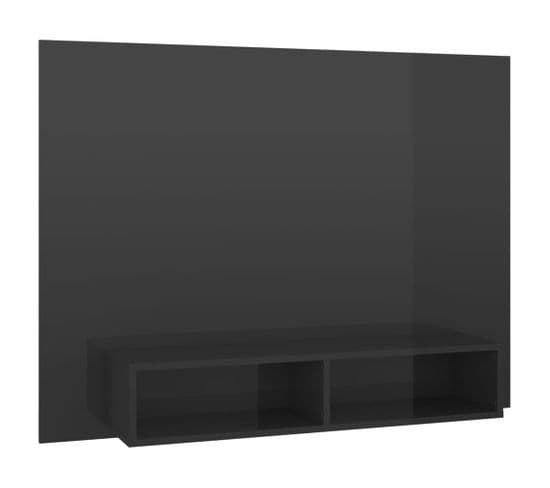 Meuble TV Mural - Mur TV - Meuble De Rangement Gris Brillant 120x23,5x90 Cm Bois D’ingénierie