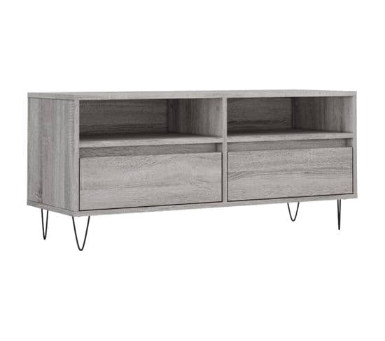 Meuble TV - Banc TV - Meuble De Rangement Pour Salon Sonoma Gris 100x34,5x44,5 Cm Bois D'ingénierie