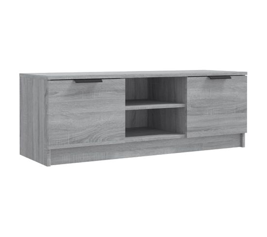 Meuble TV - Banc TV - Meuble De Rangement Pour Salon Sonoma Gris 102x35x36,5 Cm Bois D'ingénierie