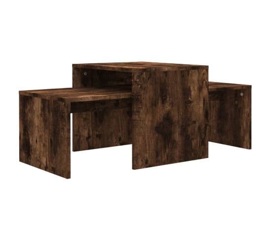 Ensemble De Table Basse, Table De Salon Chêne Fumé 100x48x40 Cm Bois D'ingénierie