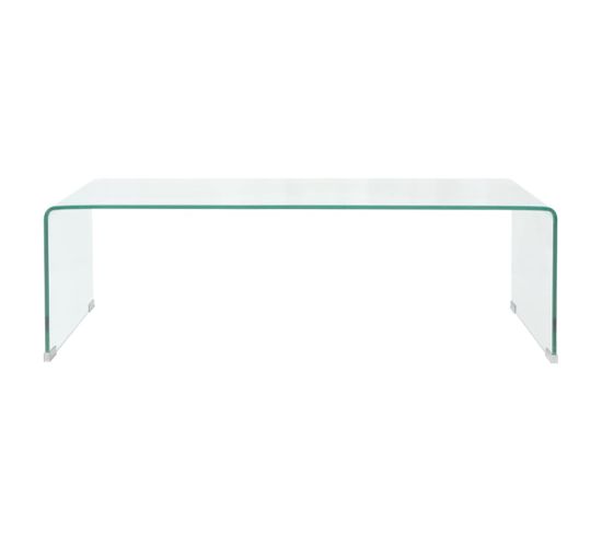 Table Basse, Table De Salon 98x45x30 Cm Verre Trempé Transparent