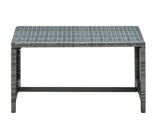 Table Basse, Table De Salon Anthracite 70x40x38 Cm Résine Tressée