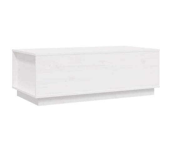 Table Basse, Table De Salon Blanc 100x50x35 Cm Bois Massif De Pin