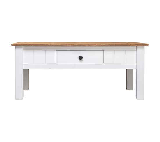 Table Basse, Table De Salon Blanc 100x60x45 Cm Pin Massif Assortiment Panama