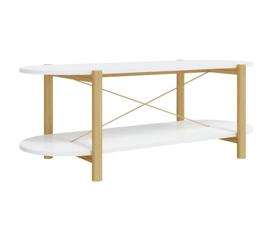 Table Basse, Table De Salon Blanc 110x48x40 Cm Bois D'ingénierie