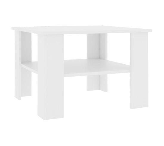 Table Basse, Table De Salon Blanc 60x60x42 Cm Bois D’ingénierie