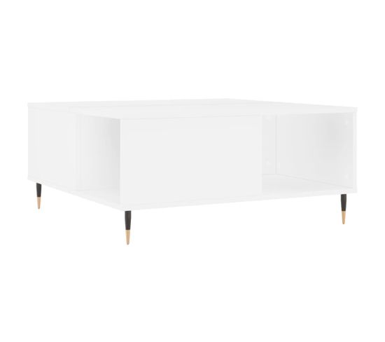 Table Basse, Table De Salon Blanc 80x80x36,5 Cm Bois D'ingénierie