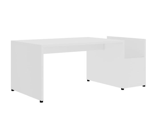 Table Basse, Table De Salon Blanc 90x45x35 Cm Bois D’ingénierie
