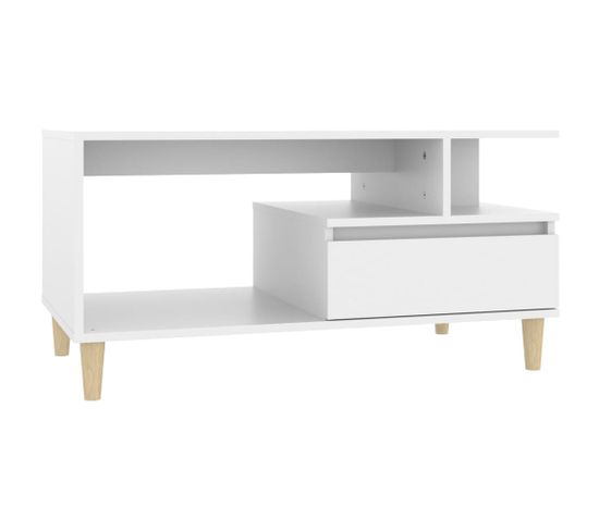 Table Basse, Table De Salon Blanc 90x49x45 Cm Bois D'ingénierie