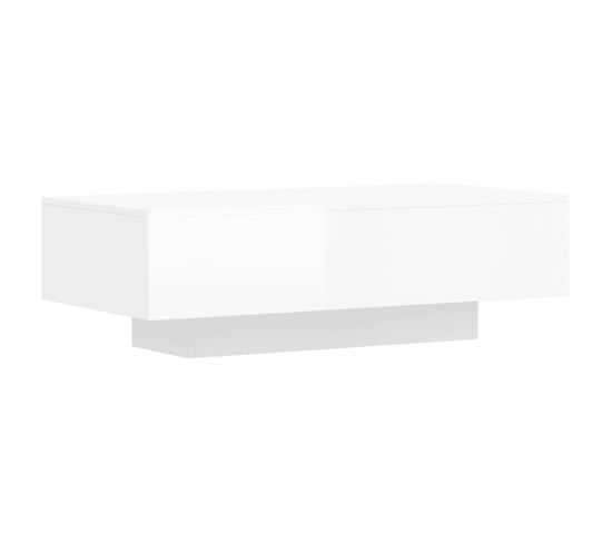 Table Basse, Table De Salon Blanc Brillant 100x49,5x31 Cm Bois D'ingénierie