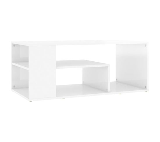 Table Basse, Table De Salon Blanc Brillant 100x50x40 Cm Bois D'ingénierie